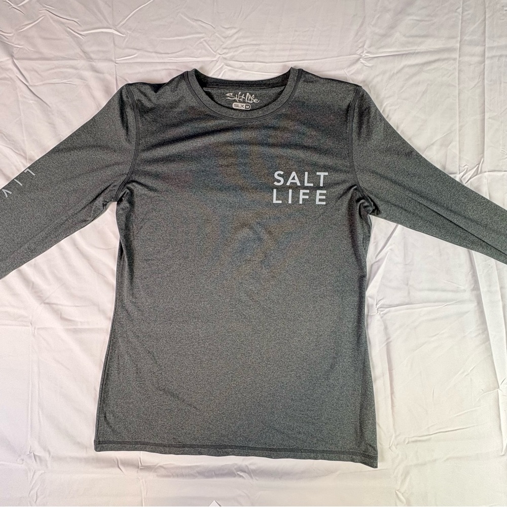 Salt Life Charcoal Long Sleeve Shirt Medium Polyester Spandex Breathable